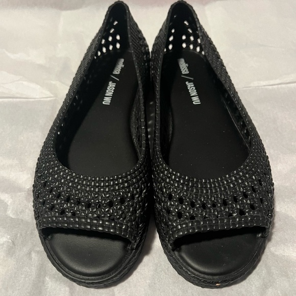 Melissa x Jason Wu Camilla Woven Jelly Flats open toe Black Size 7 - Picture 7 of 7